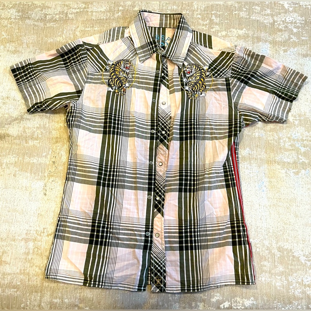 Hingspun Button Down Shirt with Tiger Embroidery 🐅 🐯